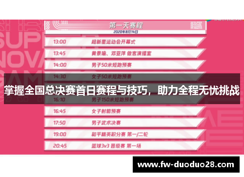 掌握全国总决赛首日赛程与技巧，助力全程无忧挑战